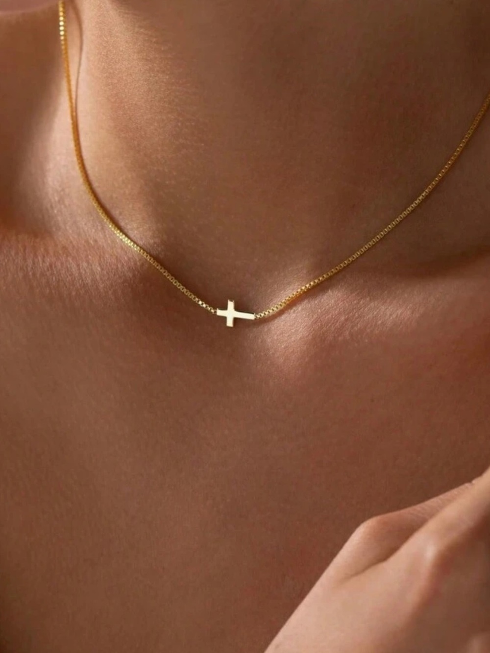 Minimal Gold color‎ Cross Pendant Necklace -